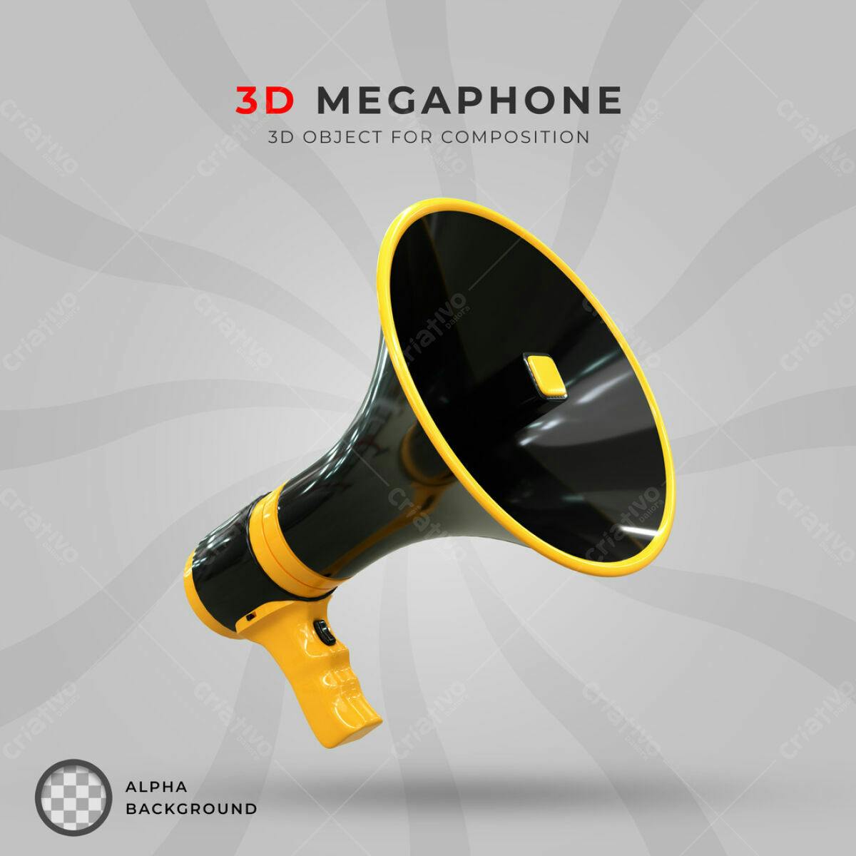 Megafone 3D para Anúncios PSD Editável
