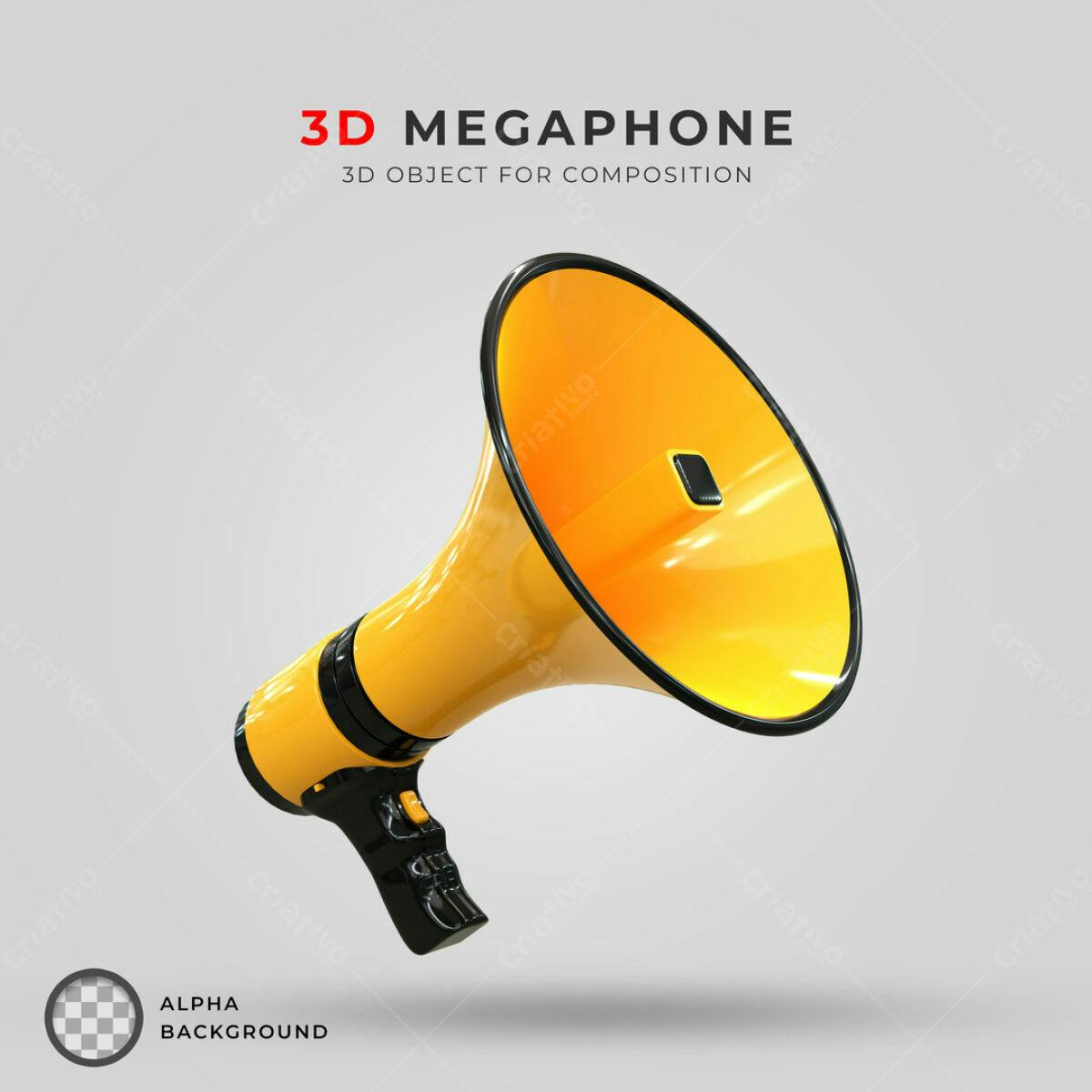 Megafone 3D Amarelo PSD Editável