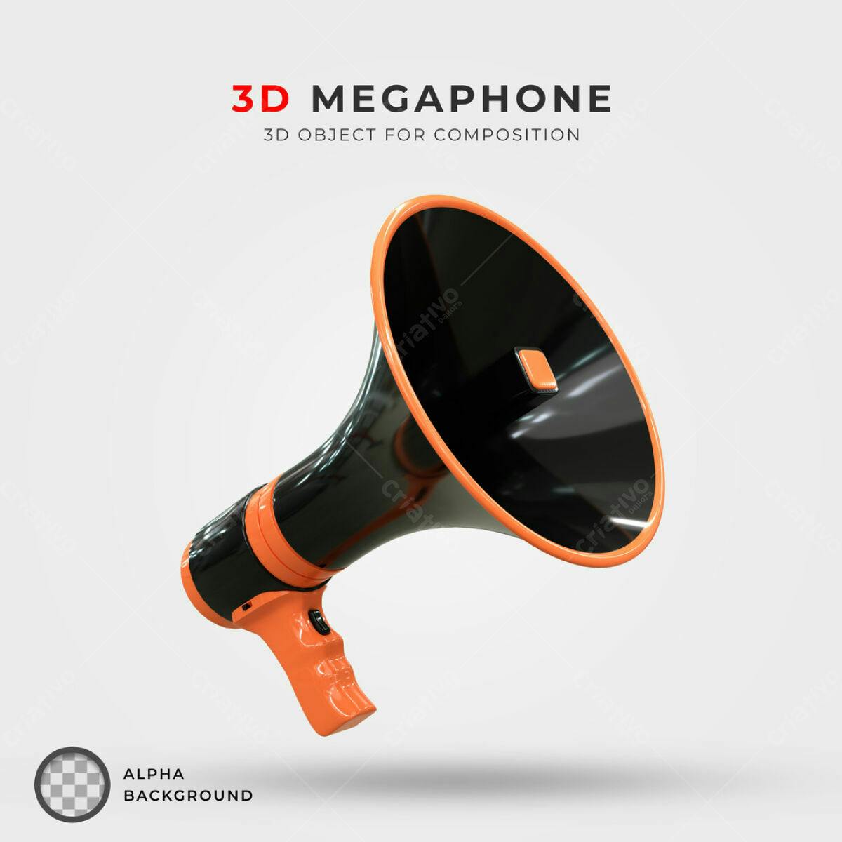 Megafone 3D para Design de Marketing PSD Editável