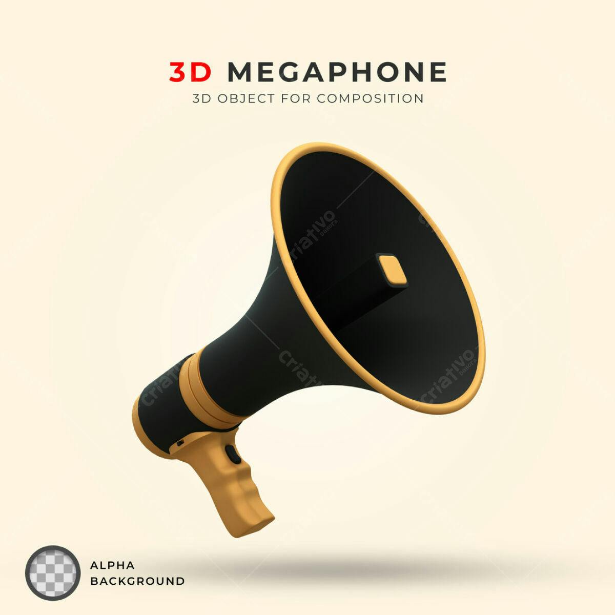 Megafone 3D para Anúncios PSD Editável