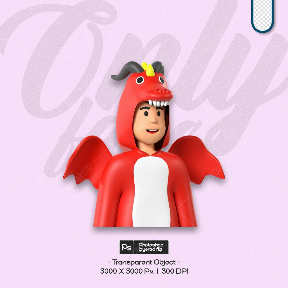 Avatar Dragão Vermelho PSD Editável