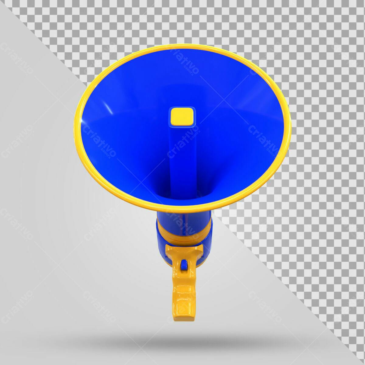 Megafone Azul e Amarelo PSD Editável