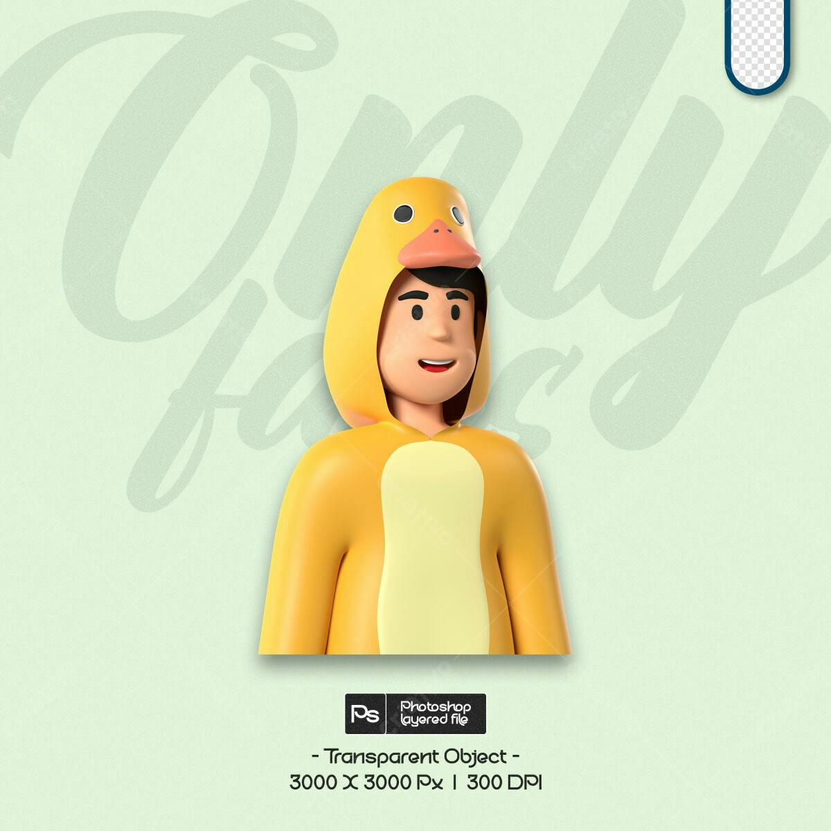 Avatar 3D Patinho Amarelo PSD Editável