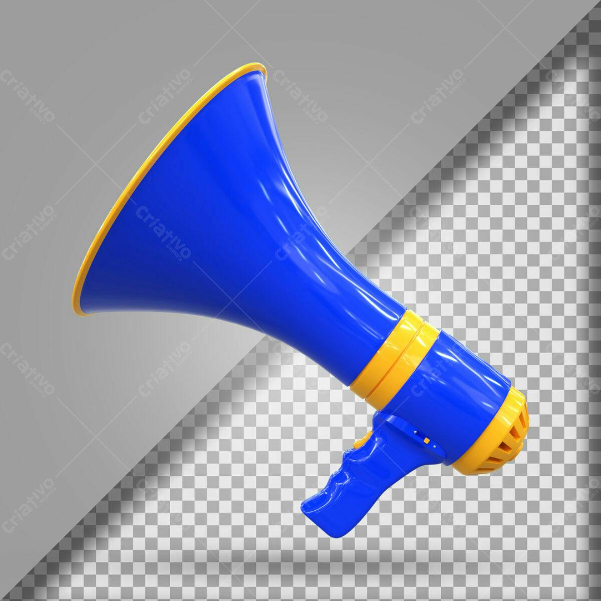 Megafone Azul e Amarelo PSD Editável