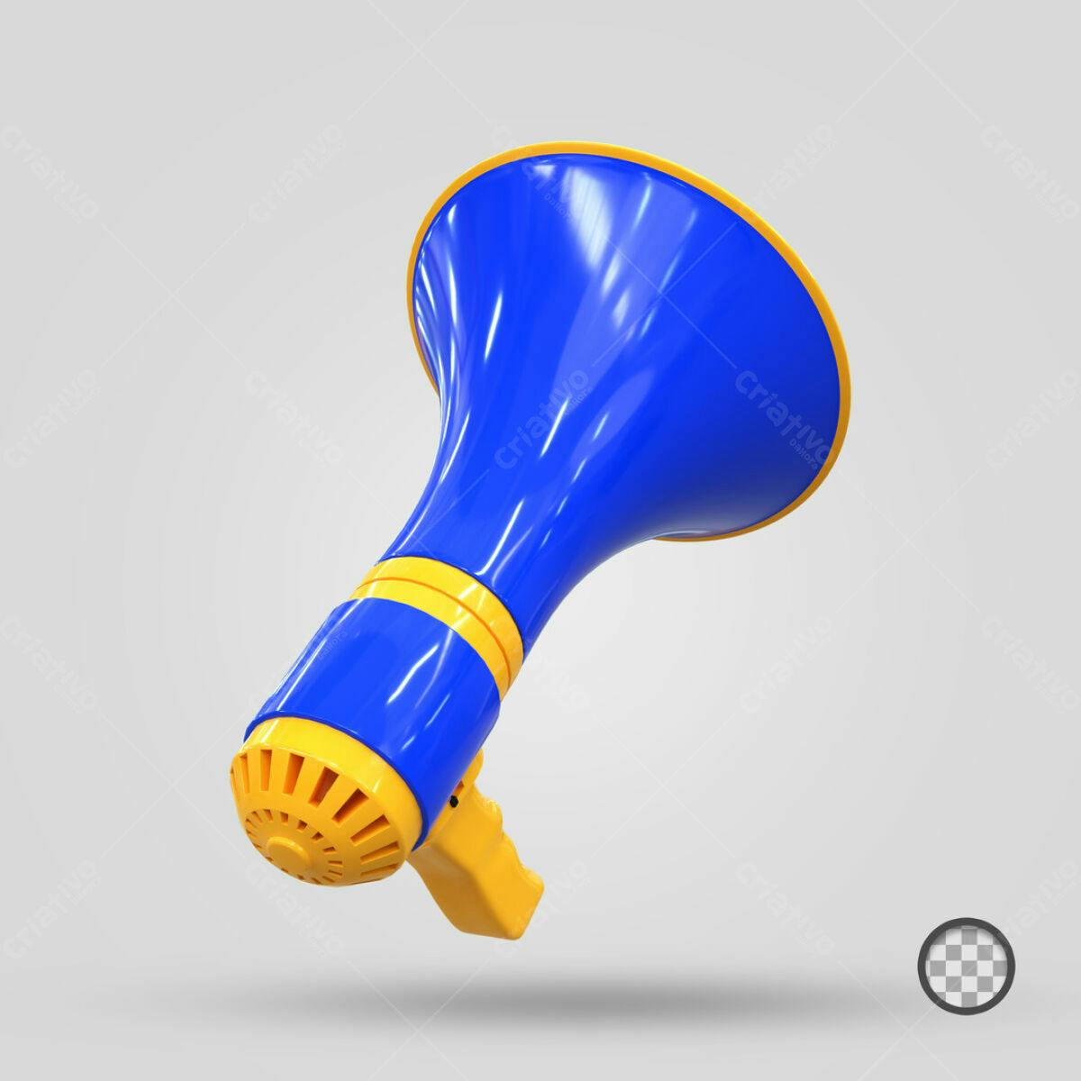 Megafone Azul e Amarelo PSD Editável