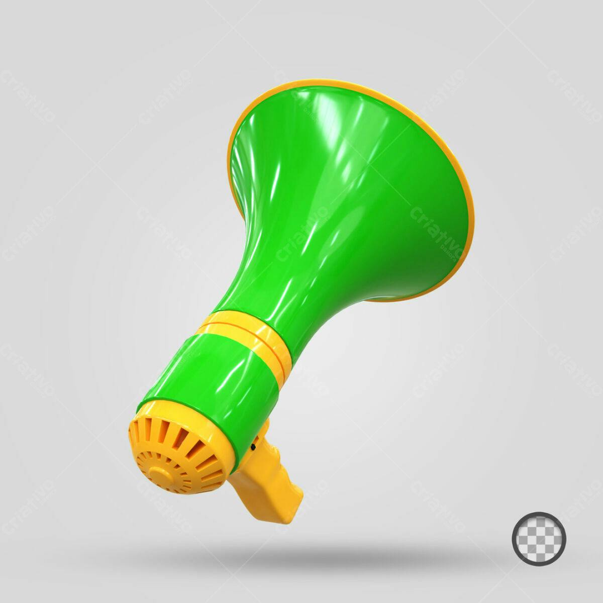 Megafone Verde e Amarelo PSD Editável