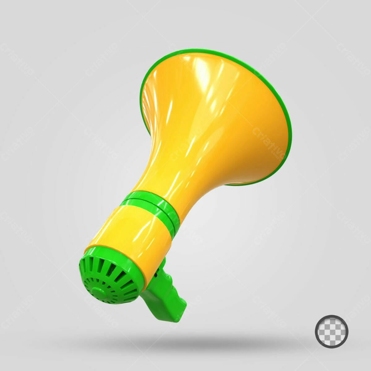 Megafone Amarelo e Verde PSD Editável