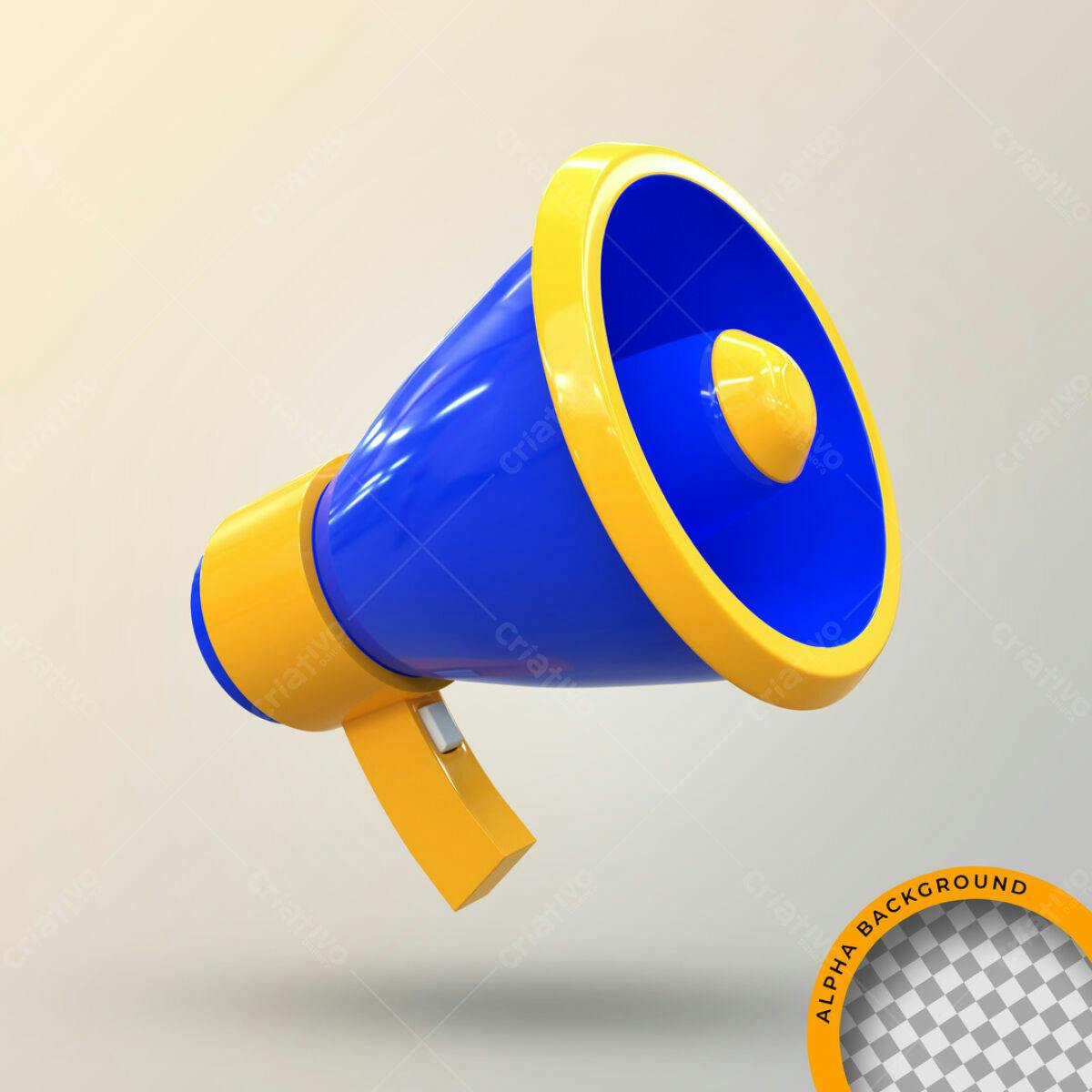 Modelo Megaphone Amarelo e Azul PSD Editável