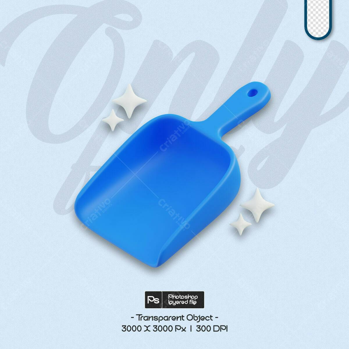 Objeto 3D Pá Azul PSD Editável