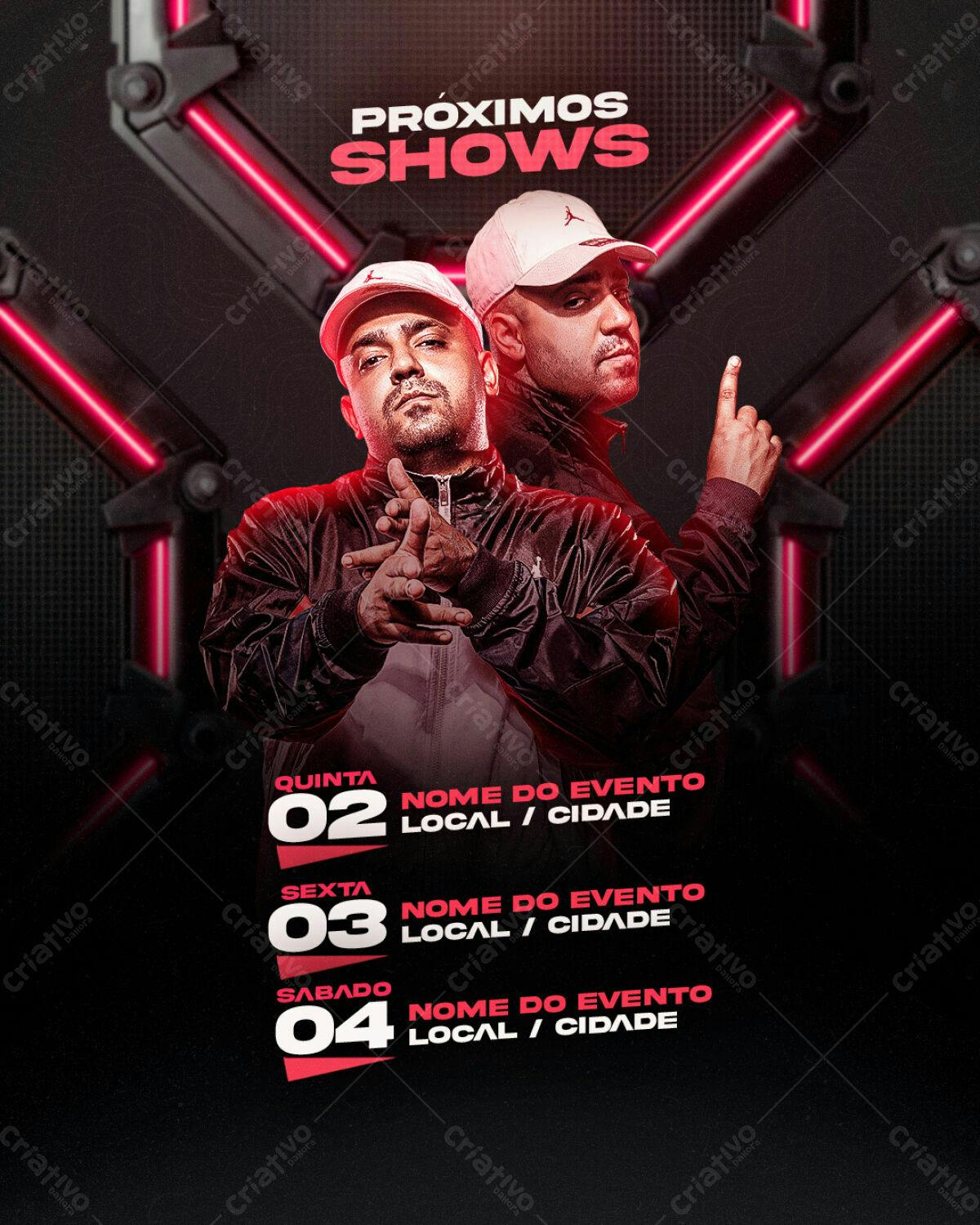 Flyer para Shows de Música PSD Editável