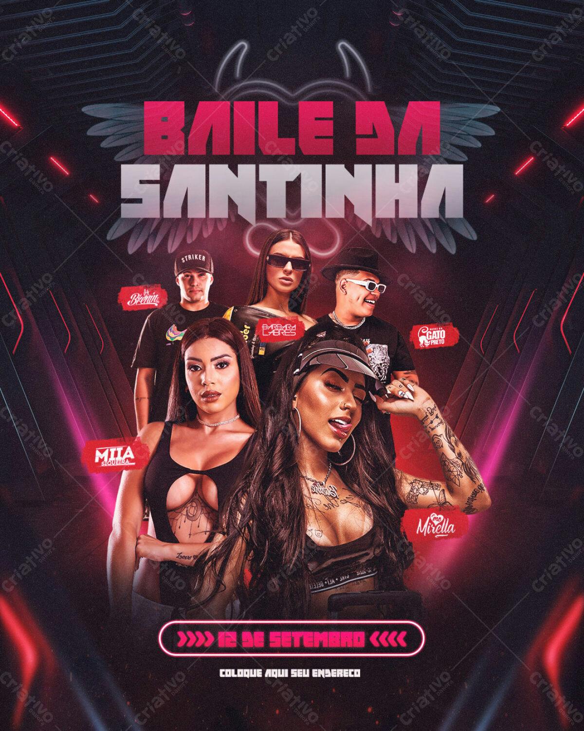 Flyer Baile da Santinha PSD Editável