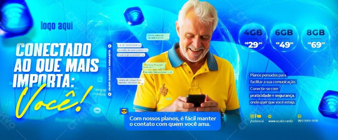 Banner para Plano de Celular Idoso PSD Editável