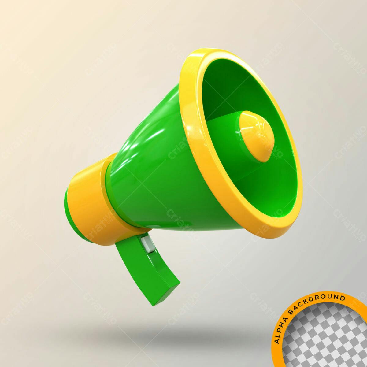 Megafone Verde e Amarelo PSD Editável