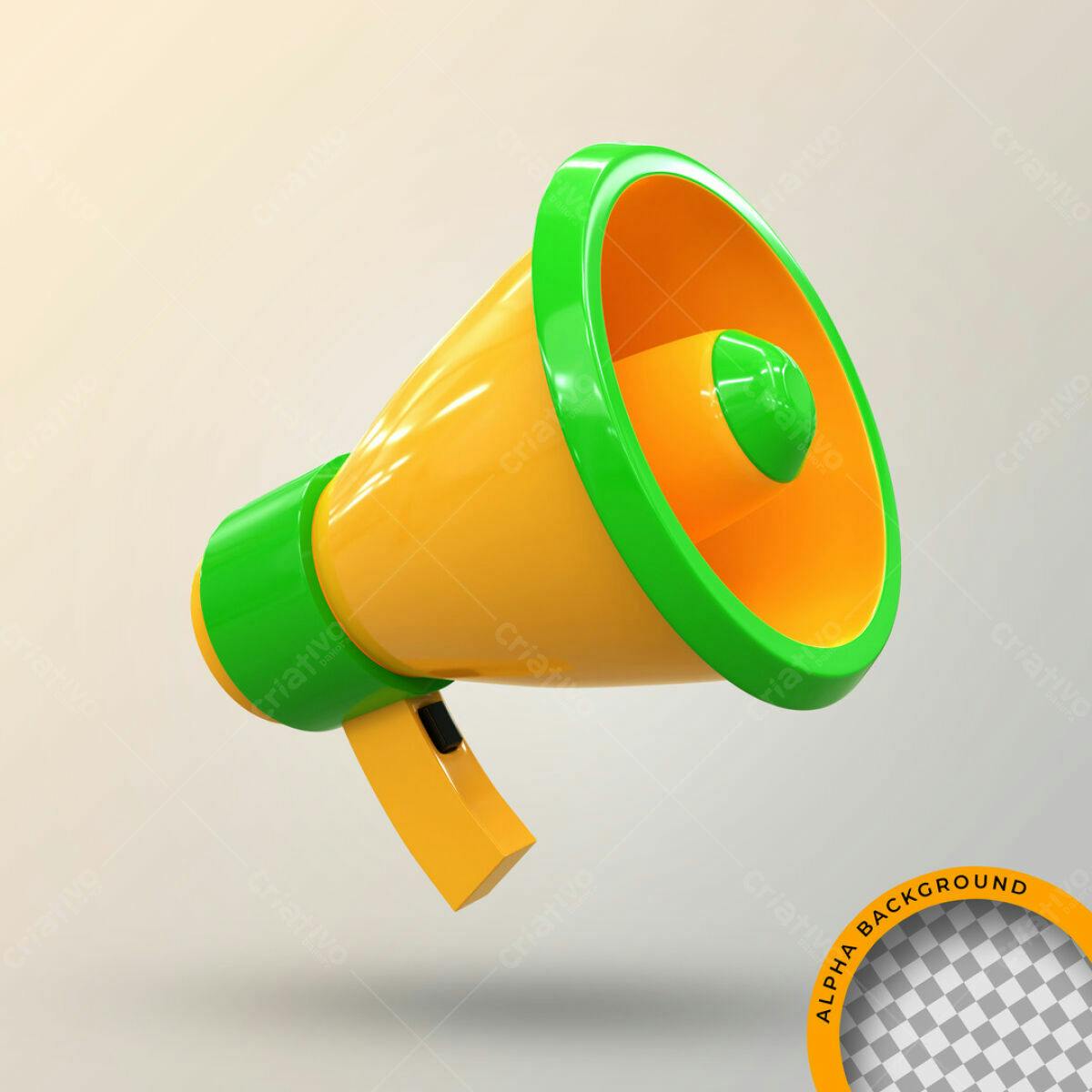 Megafone Amarelo e Verde PSD Editável