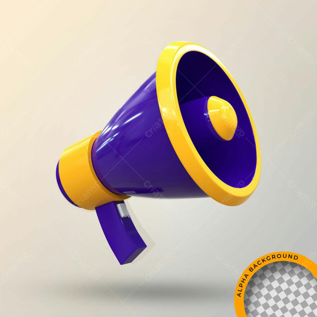 Megafone Roxo e Amarelo PSD Editável