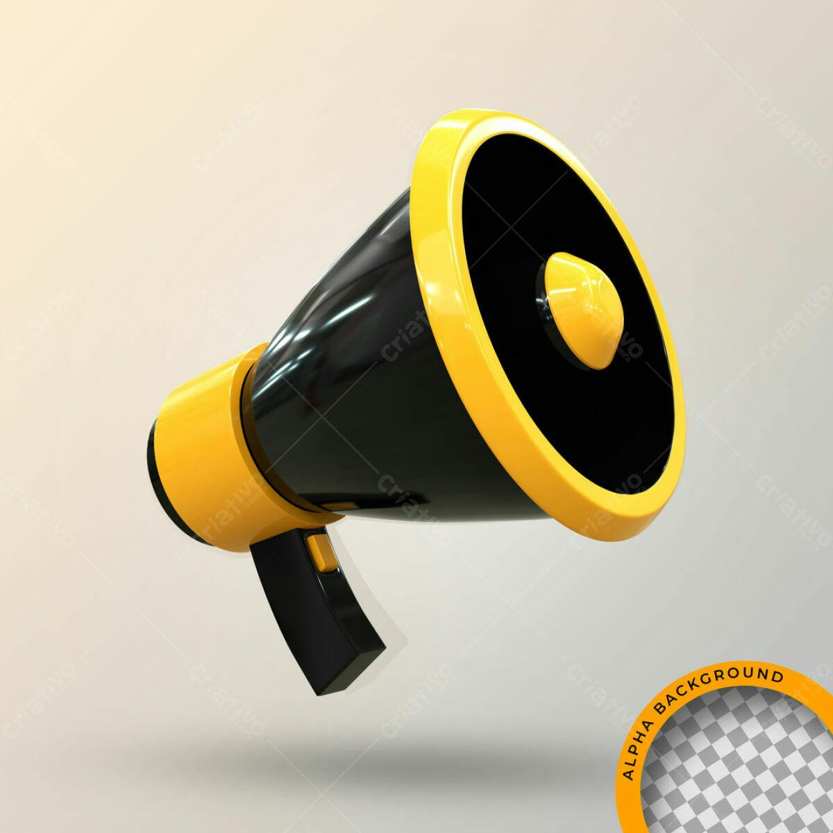 Megafone Amarelo e Preto PSD Editável