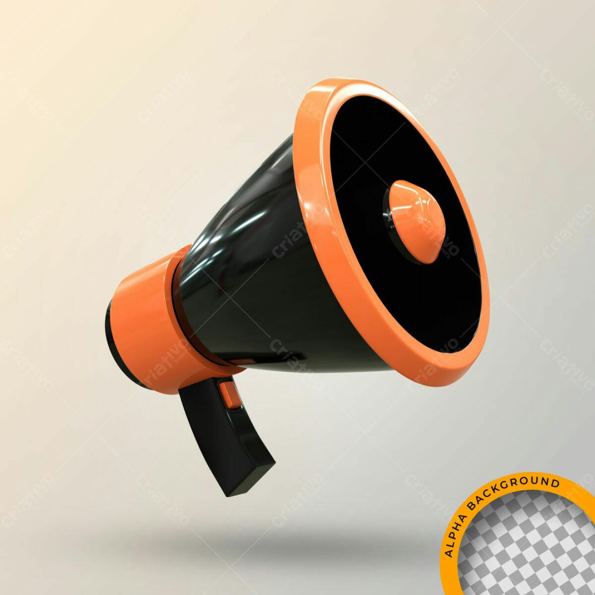 Megafone Laranja e Preto PSD Editável