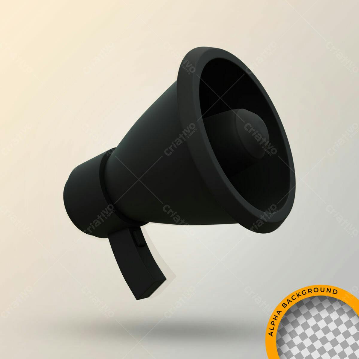 Mockup Megáfone Preto PSD Editável