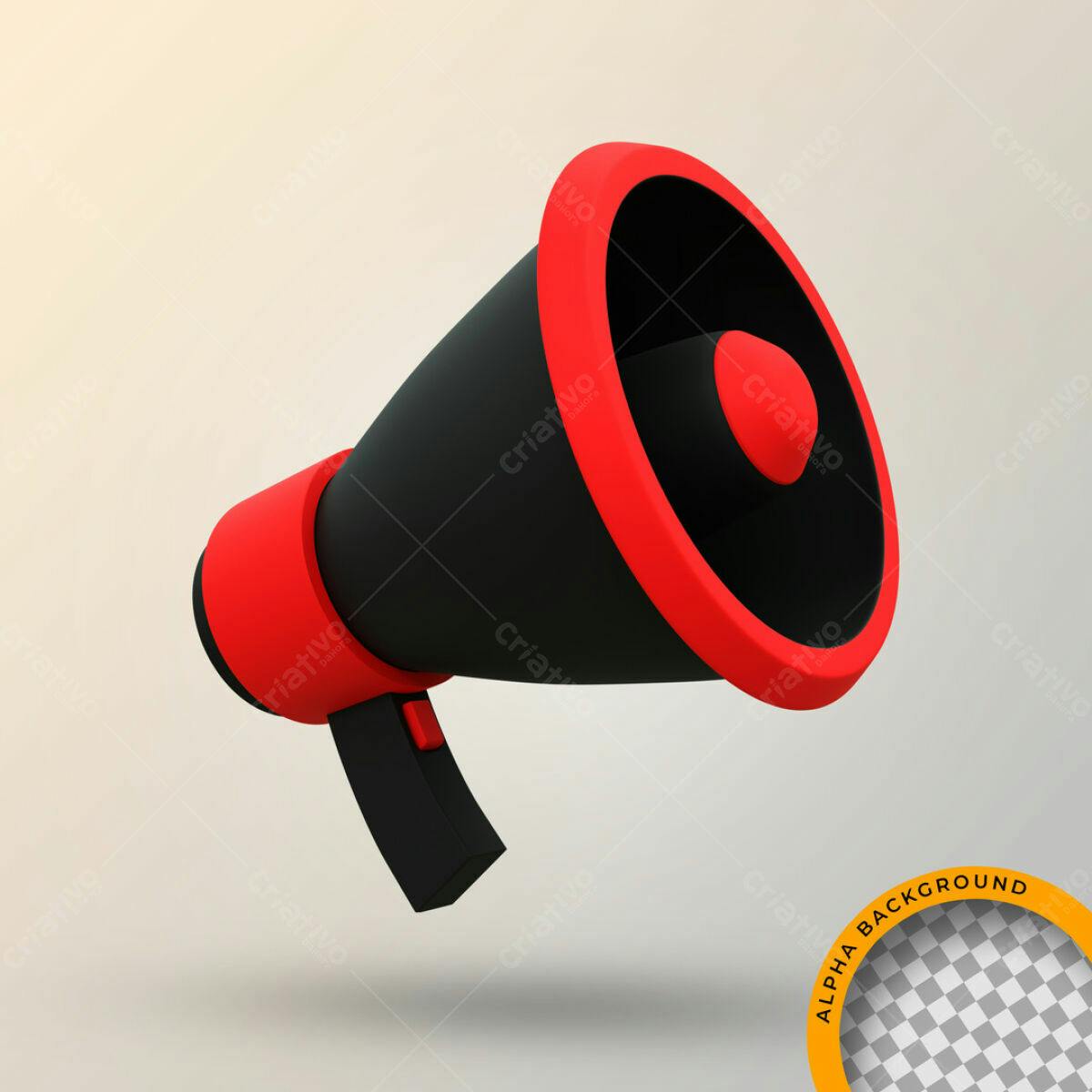 Megafone Vermelho e Preto PSD Editável