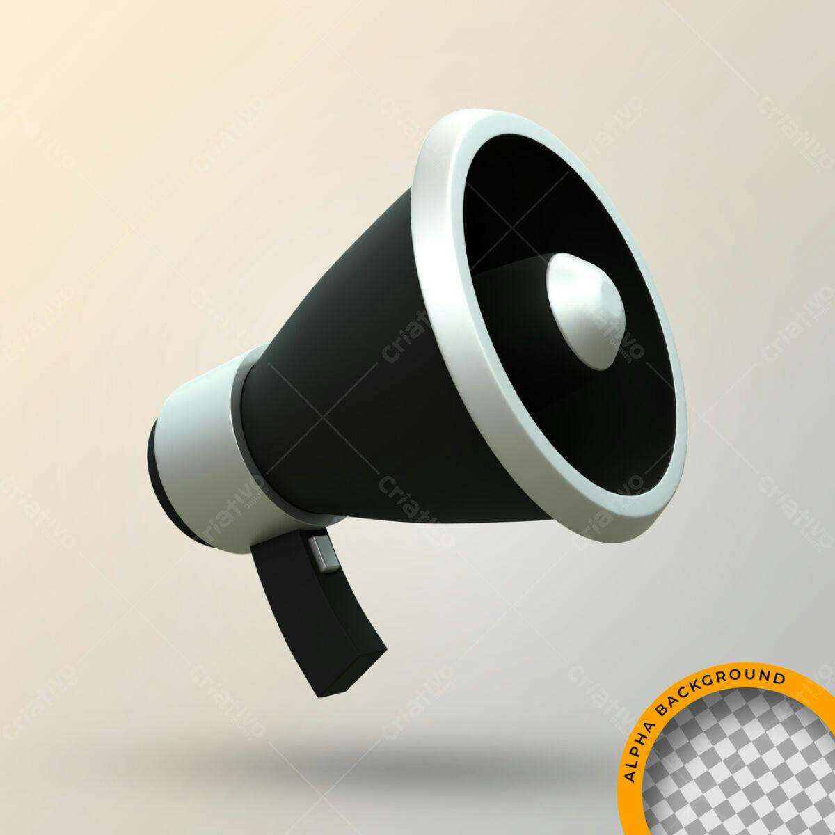 Megafone 3D para Anúncios PSD Editável