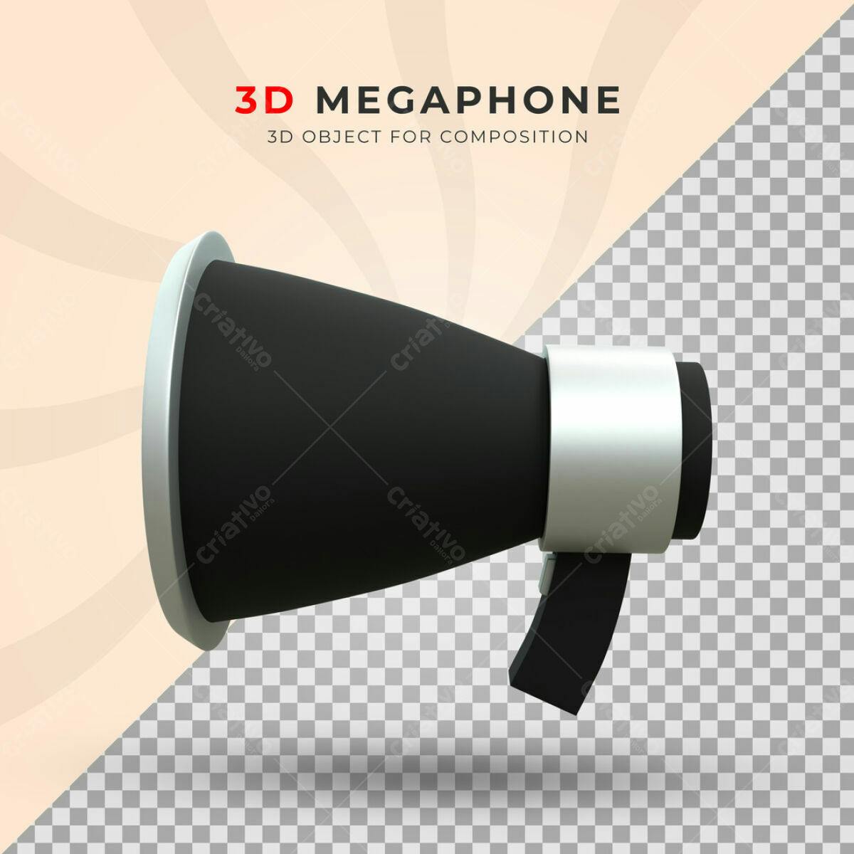 Megafone 3D para Anúncios PSD Editável