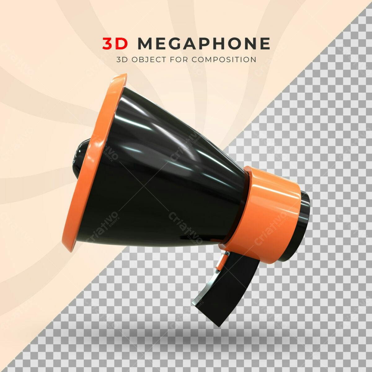 Megafone 3D Objeto PSD Editável