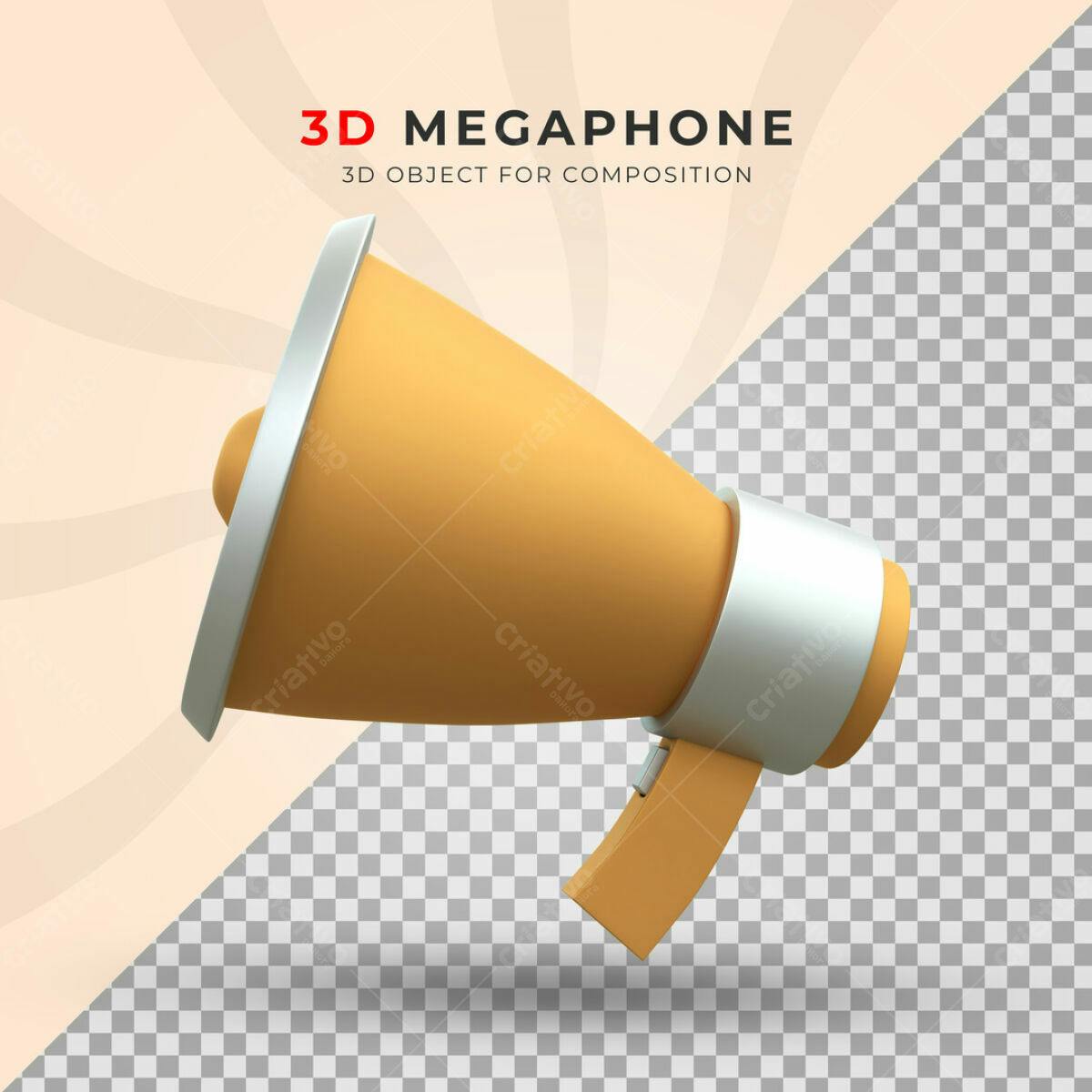Megafone 3D para Design de Anúncios PSD Editável