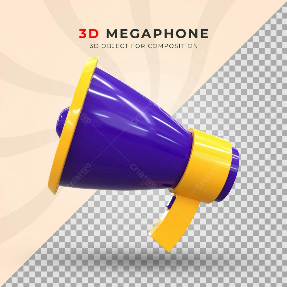 Megafone 3D para Anúncios PSD Editável