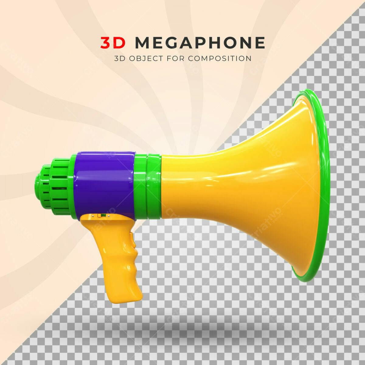 Megafone 3D Colorido PSD Editável