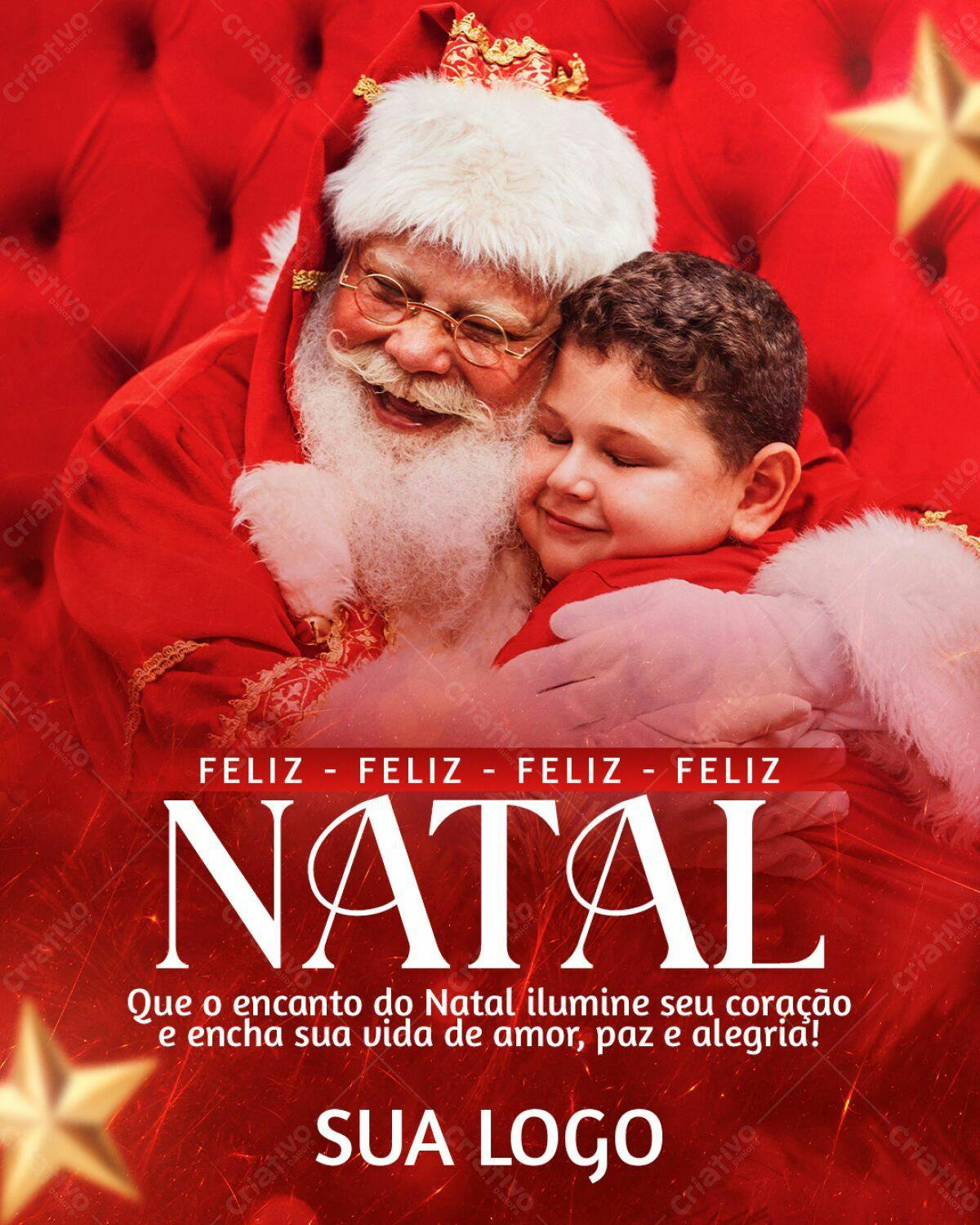 Flyer Natal Papai Noel e Criança PSD Editável