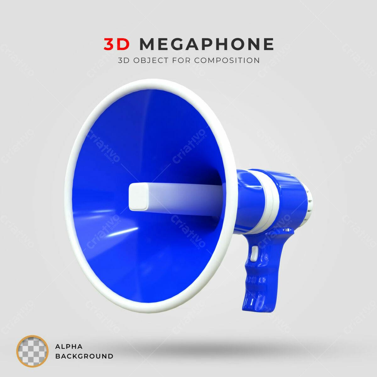 Megafone 3D Azul PSD Editável