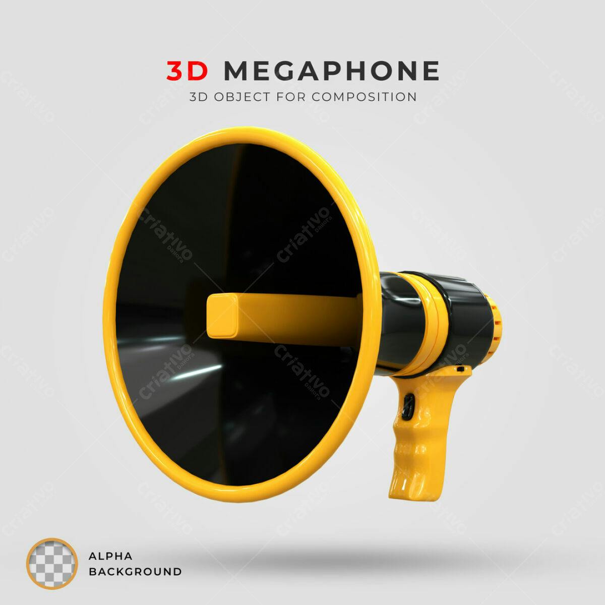 Megafone 3D Objeto para Composição PSD Editável