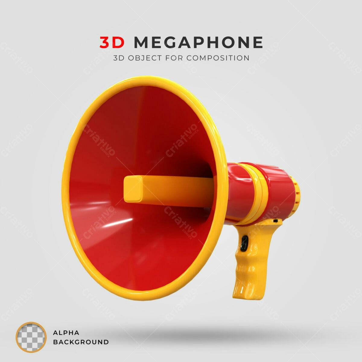 Megafone 3D para Design de Marketing PSD Editável