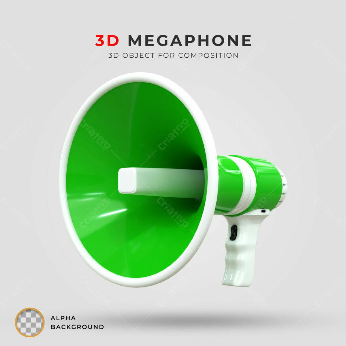 Megafone 3D para Anúncios PSD Editável