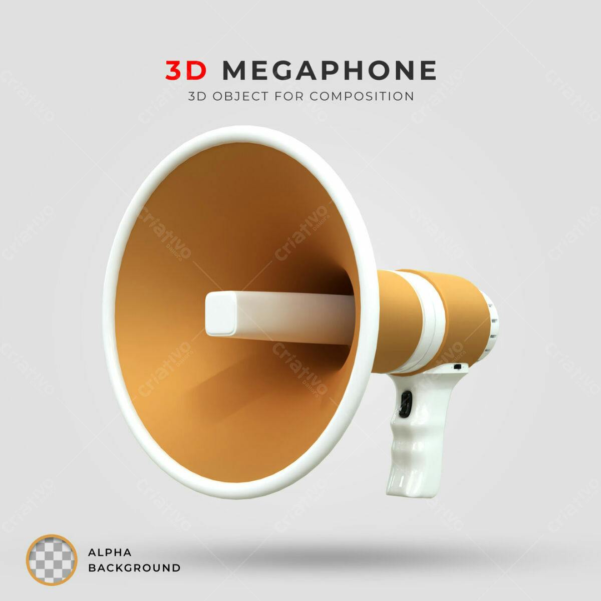 Megafone 3D para Design de Marketing PSD Editável