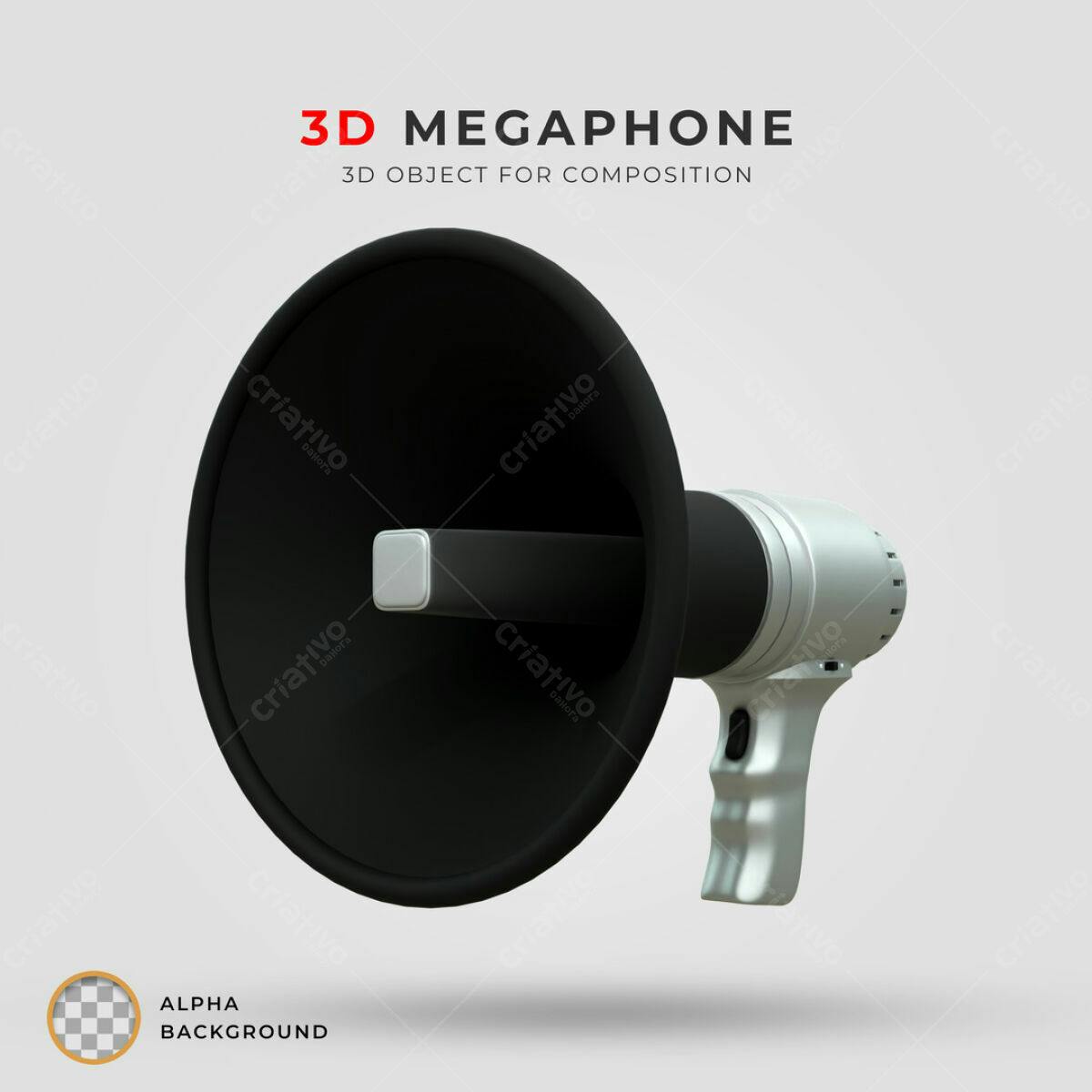 Megafone 3D para Design de Marketing PSD Editável