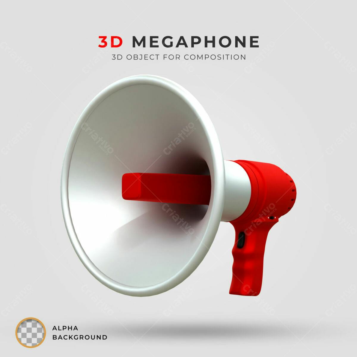 Megafone 3D para Marketing PSD Editável