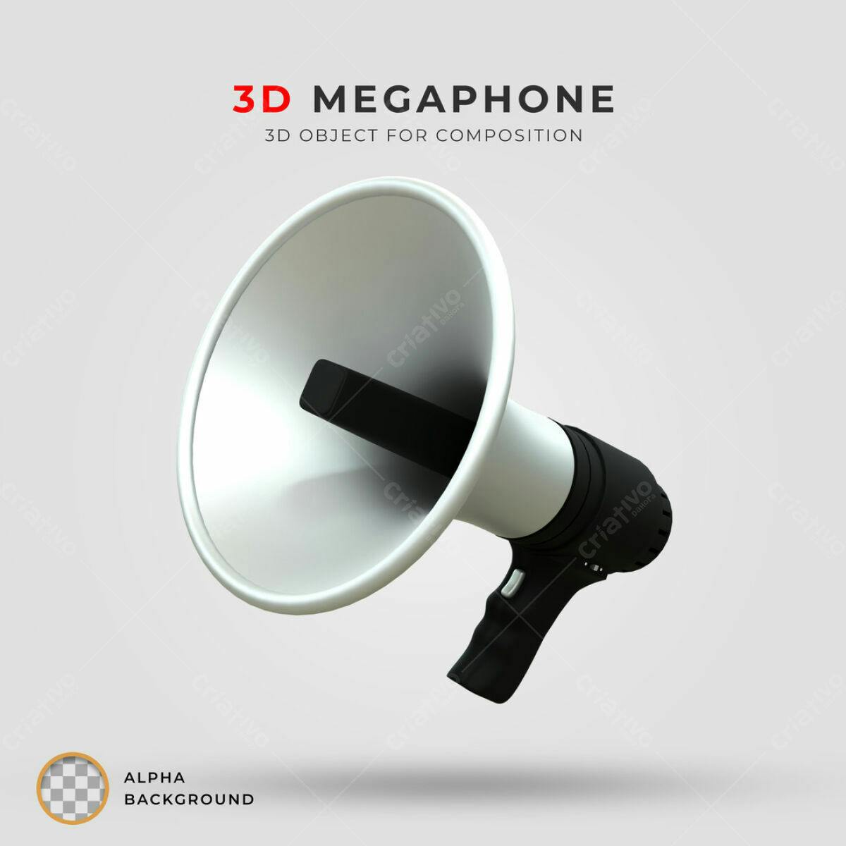 Megafone 3D para Design de Marketing PSD Editável