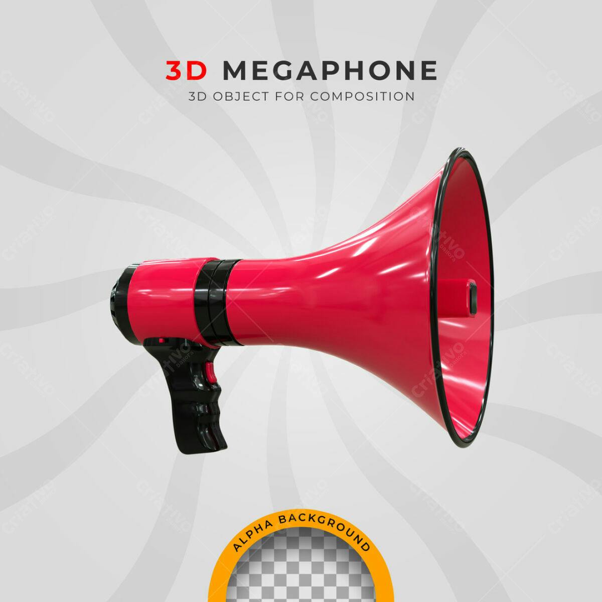 Megafone 3D Vermelho PSD Editável