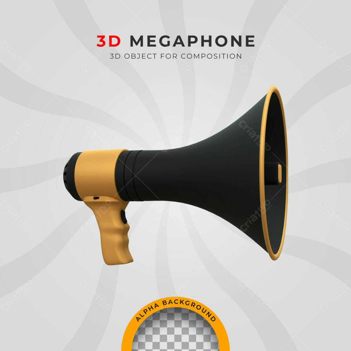 Megafone 3D Objeto para Composição PSD Editável