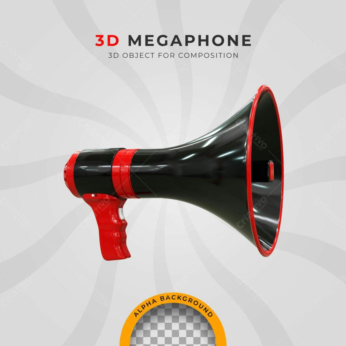 Megafone 3D para Anúncios PSD Editável
