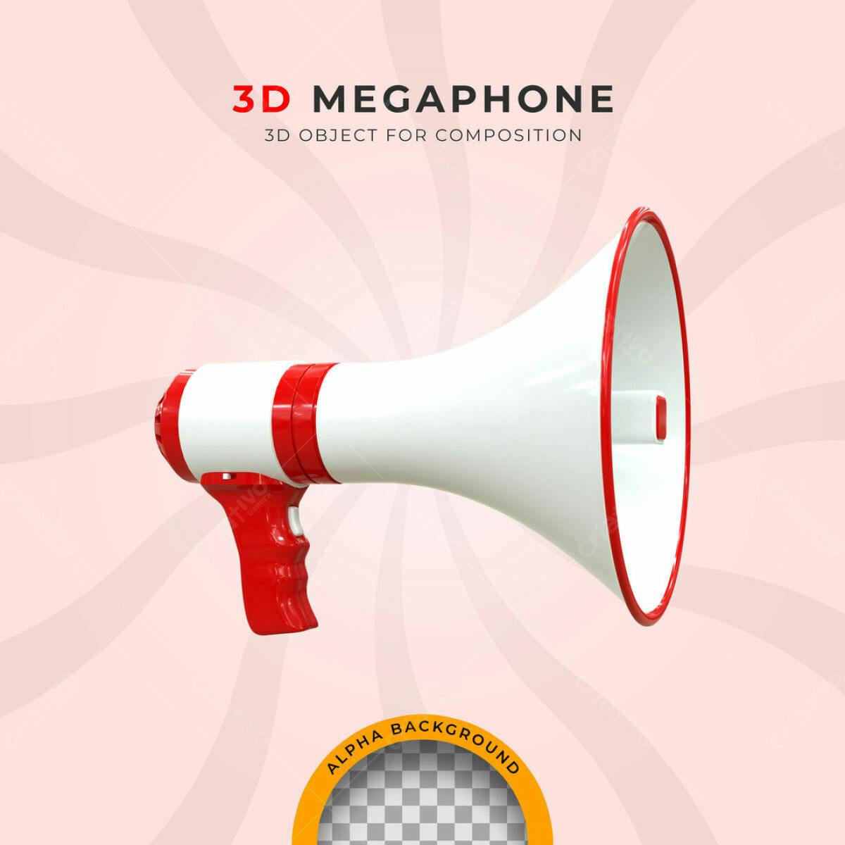 Objeto 3D Megafone PSD Editável