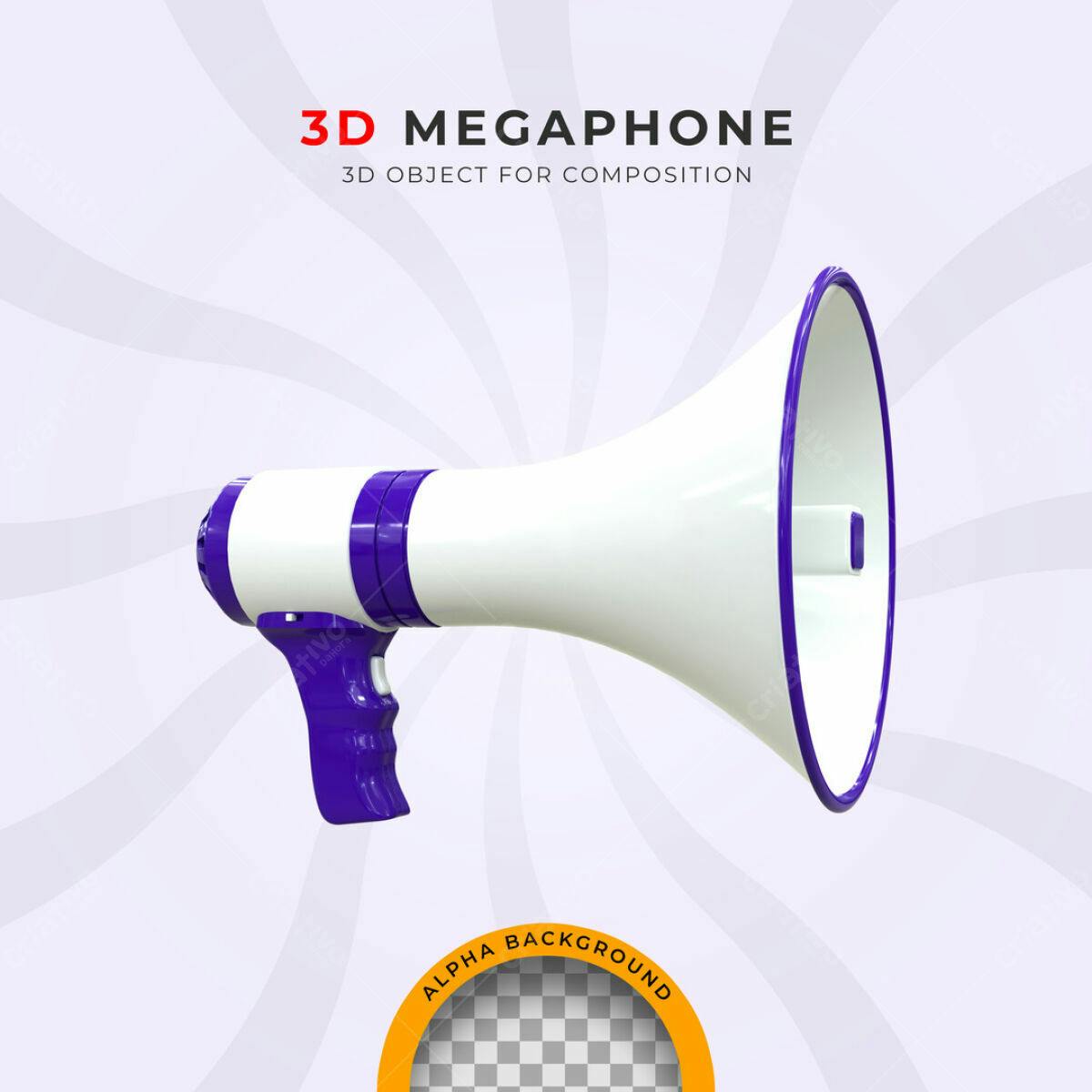 Megafone 3D para Anúncios PSD Editável