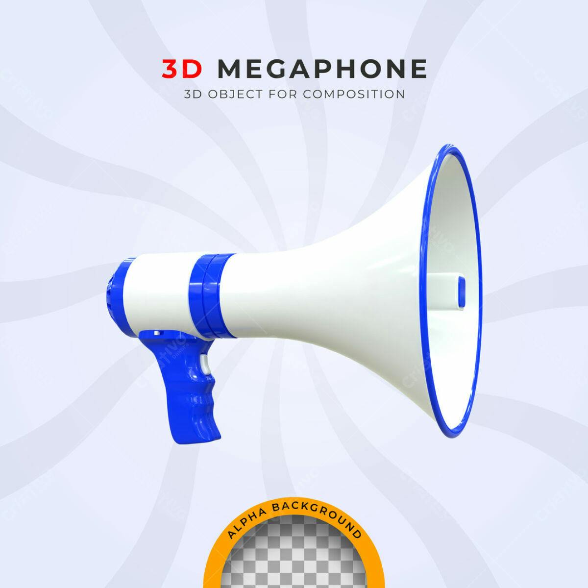 Objeto 3D Megafone PSD Editável