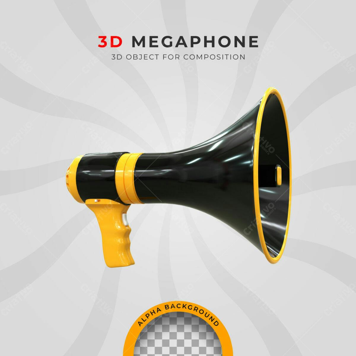 Megafone 3D para Anúncios PSD Editável