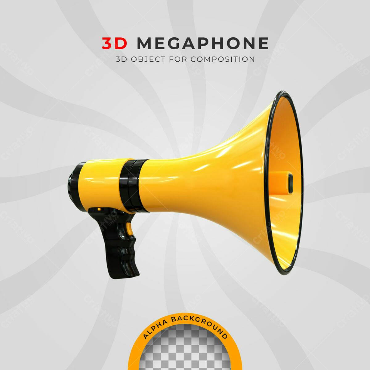 Megafone 3D Amarelo PSD Editável