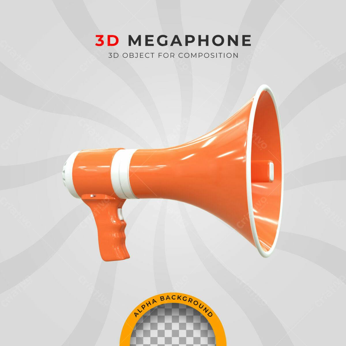 Megafone 3D Laranja PSD Editável