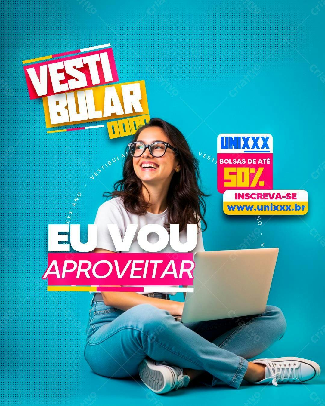 Flyer para Vestibular com Desconto PSD Editável