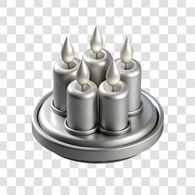 Ícone Prateado De Base Redonda Com Velas Acesas Elemento 3D Para Composição Png Ia