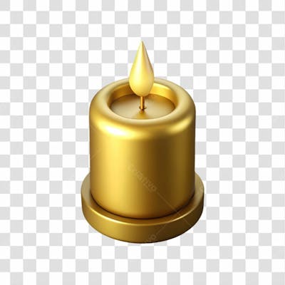 Ícone Dourado De Vela Acesa Elemento 3D Para Composição Png Ia